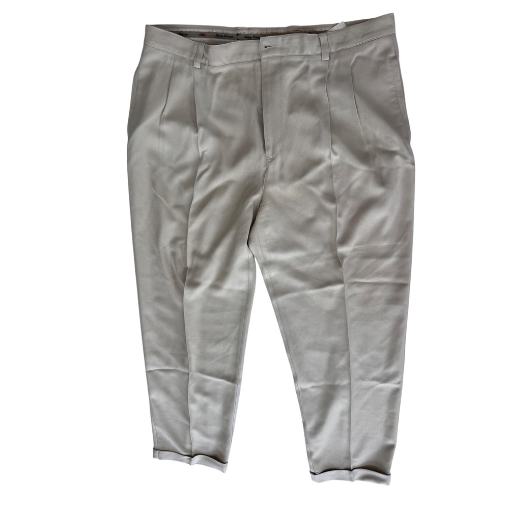Tommy Bahama Silk Trousers Mens 40 White Pleated Cuffed Relaxed Work Business